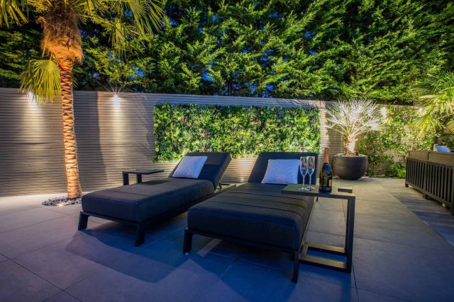 Oxshott Garden Designer Surrey stunning family garden with contemporary design, careful planting design was key to create the hidden feel to the pool designer.