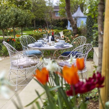 Surbiton Garden Landscape Design Elegant Formal Garden shabby chic theme, Staggered symmetry balanced equilibrium and a contemporary twist to traditional design.