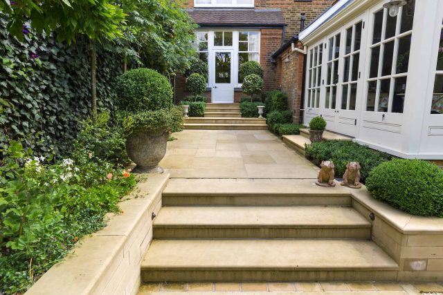 Surbiton Garden Landscape Design Elegant Formal Garden shabby chic theme, Staggered symmetry balanced equilibrium and a contemporary twist to traditional design.