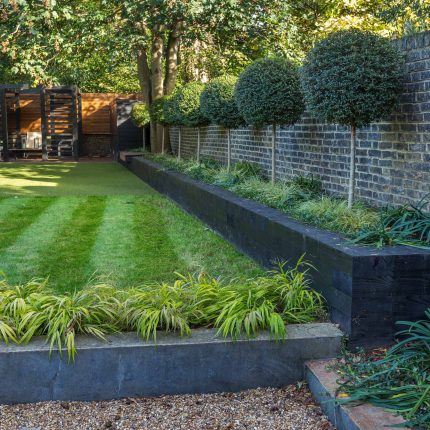 Family garden design in Wandsworth, designed by Philip Wells, Design Box Architecture and constructed by The Garden Builders.