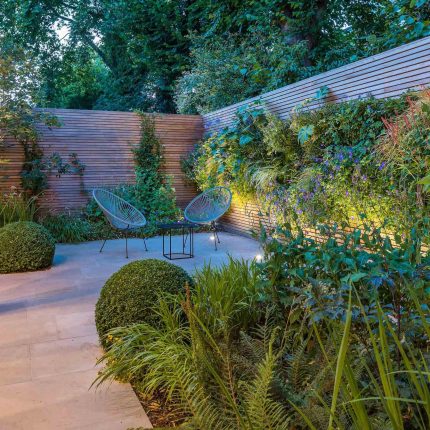 Hardscaping design structure and contrast elements to the organic forms, and likewise provides continuity between the indoor and outdoor areas of the property.