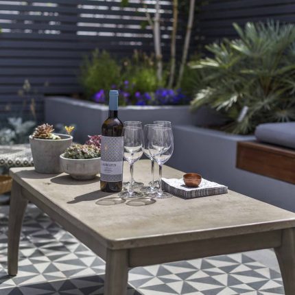 Private Small Garden Design ideas for this small south London courtyard garden evolved from the client's love of the hand made Italian tiles outdoor room ideas.