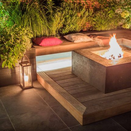 Garden Design Ealing West London Garden Designer Landscape Contractor, complimentary layer breaking up the intensity of the raised sleeper wall whilst adding an.