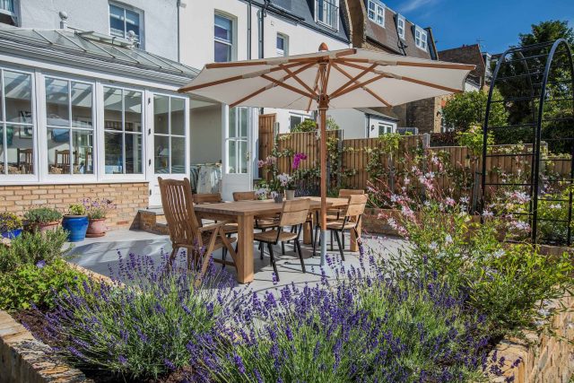 Garden Design Merton South West London Garden Designer Landscape Contractor, complimentary small city garden planting scheme also consisted of roses easigrass.