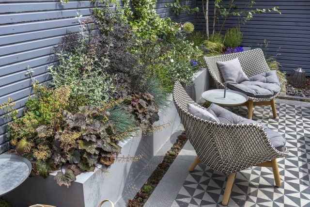 Private Small Garden Design ideas for this small south London courtyard garden evolved from the client's love of the hand made Italian tiles outdoor room ideas.