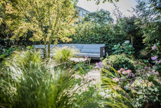 Garden Designer Guildford Surrey Garden Design Landscape Contractor builders, raised decked pathway leads from the gleaming terrace to the hot tub area where an.