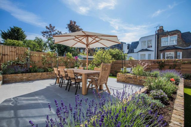Garden Design Merton South West London Garden Designer Landscape Contractor, complimentary small city garden planting scheme also consisted of roses easigrass.