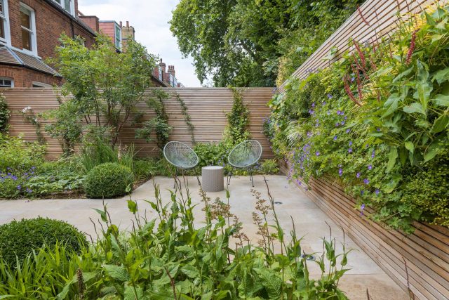 Hardscaping design structure and contrast elements to the organic forms, and likewise provides continuity between the indoor and outdoor areas of the property.