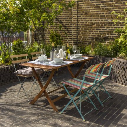 Marylebone London garden design by Todd Longstaff-Gowan and built by The Garden Buidlers brick patio drainage landscaping, planting with shrubs and climbers.