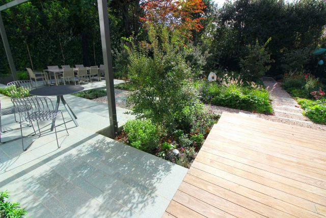 Garden Design Golders Green Strict, linear geometry gives way to a gently curving, hoggin path around the house vibrant relaxing space designed by Lynne Marcus.
