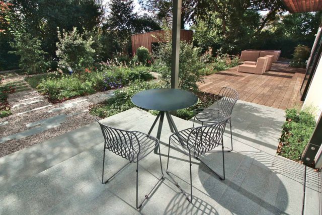 Garden Design Golders Green Strict, linear geometry gives way to a gently curving, hoggin path around the house vibrant relaxing space designed by Lynne Marcus.