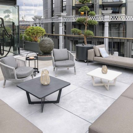 Roof terraces gardens designed and built contemporary by London designer, outdoor seating, privacy, planting major considerations green spaces.