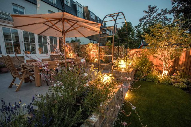 Garden Design Merton South West London Garden Designer Landscape Contractor, complimentary small city garden planting scheme also consisted of roses easigrass.