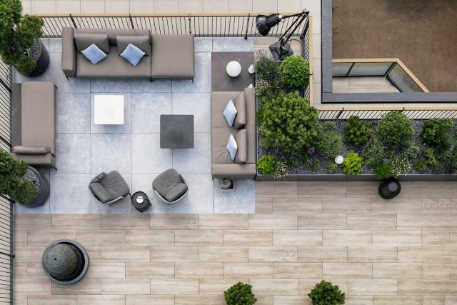 Roof Terrace Designer Mayfair, central London apartment, is arguably the most prestigious penthouse garden to echo the building and area, roof terrace design.