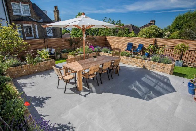 Garden Design Merton South West London Garden Designer Landscape Contractor, complimentary small city garden planting scheme also consisted of roses easigrass.