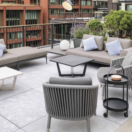 Roof Terrace Designer Mayfair, central London apartment, is arguably the most prestigious penthouse garden to echo the building and area, roof terrace design.