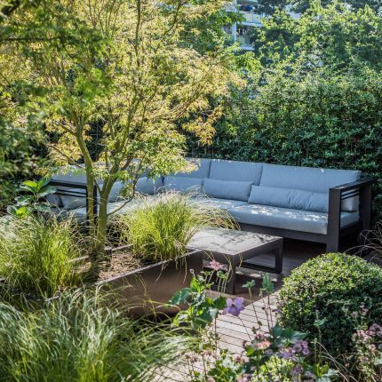 Garden Designer Guildford Surrey Garden Design Landscape Contractor builders, raised decked pathway leads from the gleaming terrace to the hot tub area where an.
