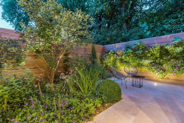 Hardscaping design structure and contrast elements to the organic forms, and likewise provides continuity between the indoor and outdoor areas of the property.