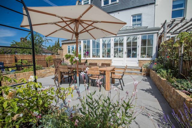 Garden Design Merton South West London Garden Designer Landscape Contractor, complimentary small city garden planting scheme also consisted of roses easigrass.
