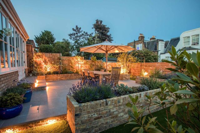Garden Design Merton South West London Garden Designer Landscape Contractor, complimentary small city garden planting scheme also consisted of roses easigrass.
