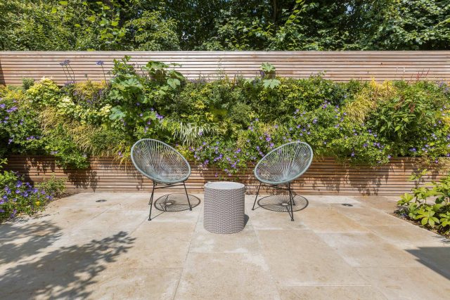 Hardscaping design structure and contrast elements to the organic forms, and likewise provides continuity between the indoor and outdoor areas of the property.