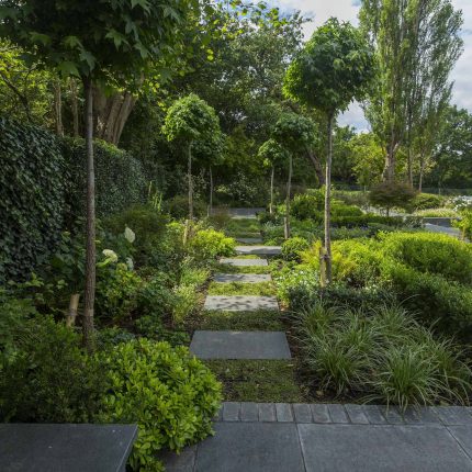 Hampstead's premier road an upscale garden design for rear and front impressive gardens, Hampstead's premier roads, an impressive, upscale rear and front garden.