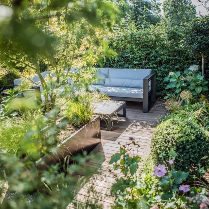 Garden Designer Guildford Surrey Garden Design Landscape Contractor builders, raised decked pathway leads from the gleaming terrace to the hot tub area where an.