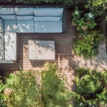 Garden Designer Guildford Surrey Garden Design Landscape Contractor builders, raised decked pathway leads from the gleaming terrace to the hot tub area where an.