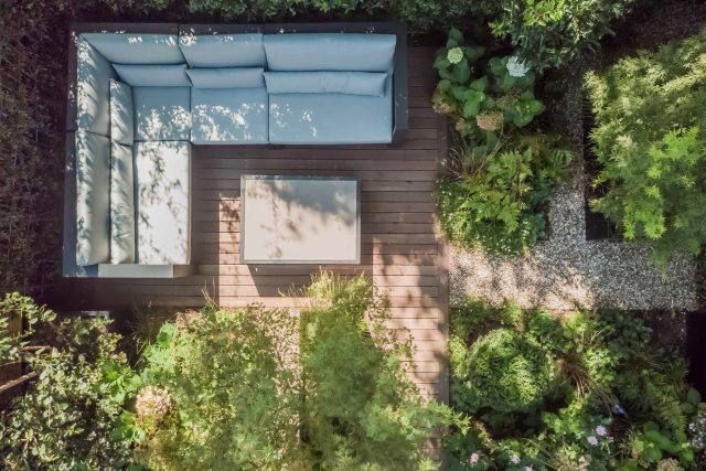Garden Designer Guildford Surrey Garden Design Landscape Contractor builders, raised decked pathway leads from the gleaming terrace to the hot tub area where an.