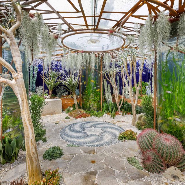Designed by Karen Welman and John Warland & constructed by The Garden Builders, the Pearlfisher Garden for the Space To Grow category at the 2018 RHS Chelsea.