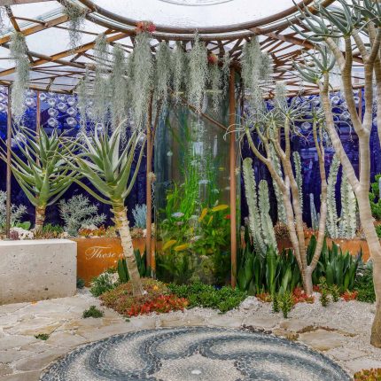 Designed by Karen Welman and John Warland & constructed by The Garden Builders, the Pearlfisher Garden for the Space To Grow category at the 2018 RHS Chelsea.
