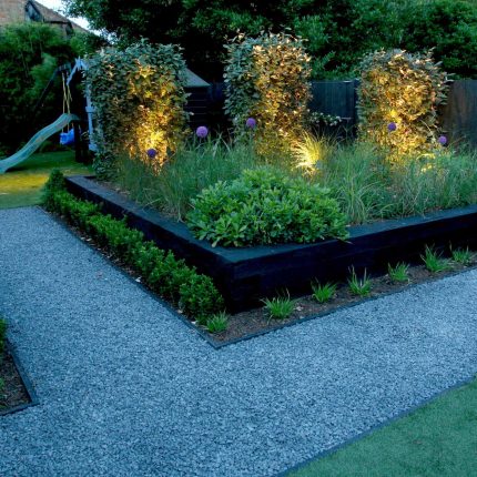 Family garden Barnes receives Highly Commended at Garden Design award with Declan Buckley in London, multi-functional outdoor environment cooking, dining, play.