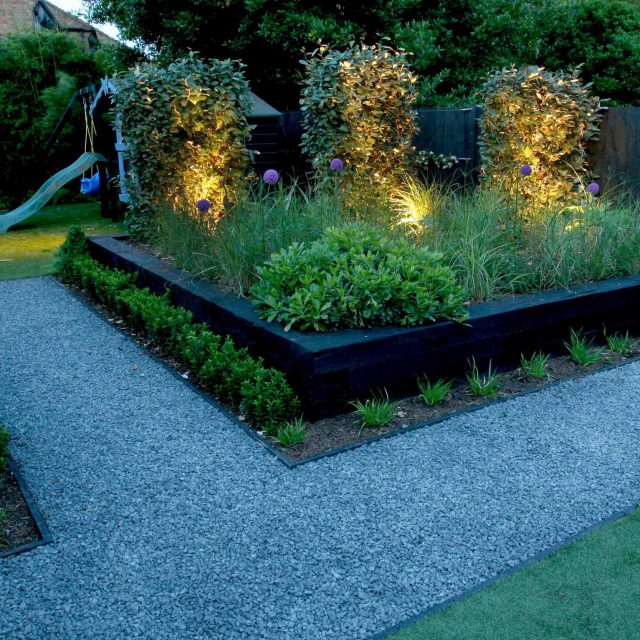 Family garden Barnes receives Highly Commended at Garden Design award with Declan Buckley in London, multi-functional outdoor environment cooking, dining, play.