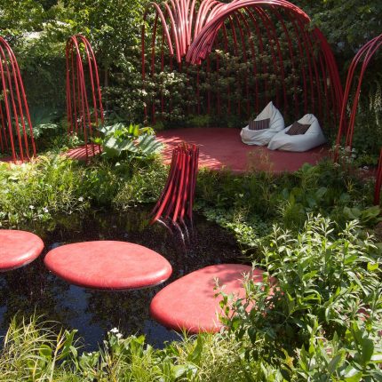 Mending Broken Hearts Appeal Garden Design at RHS Chelsea 2011 for The British Heart Foundation by Ann-Marie Powell, limes, green wall, planting, foliage salix.
