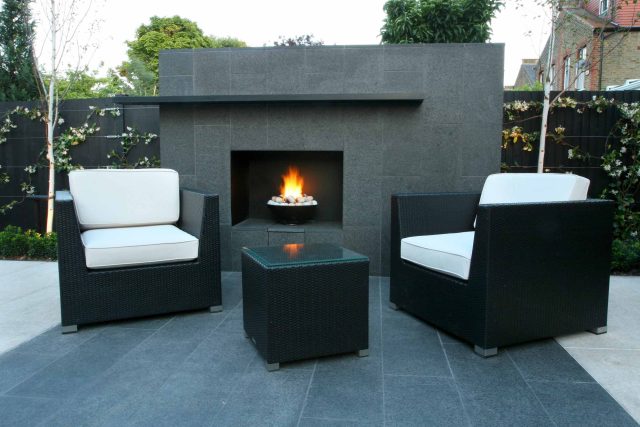 Family garden Barnes receives Highly Commended at Garden Design award with Declan Buckley in London, multi-functional outdoor environment cooking, dining, play.