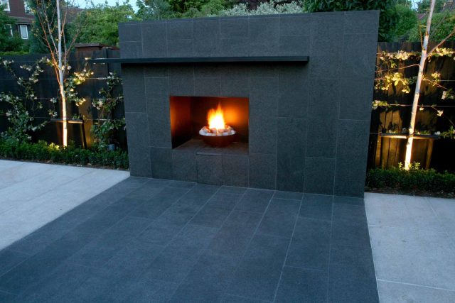 Family garden Barnes receives Highly Commended at Garden Design award with Declan Buckley in London, multi-functional outdoor environment cooking, dining, play.