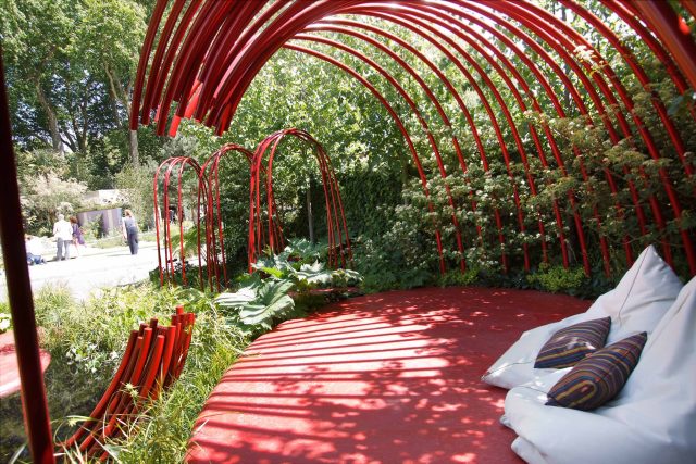 Mending Broken Hearts Appeal Garden Design at RHS Chelsea 2011 for The British Heart Foundation by Ann-Marie Powell, limes, green wall, planting, foliage salix.