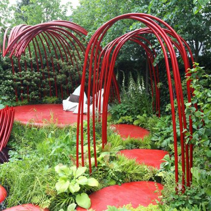 Mending Broken Hearts Appeal Garden Design at RHS Chelsea 2011 for The British Heart Foundation by Ann-Marie Powell, limes, green wall, planting, foliage salix.
