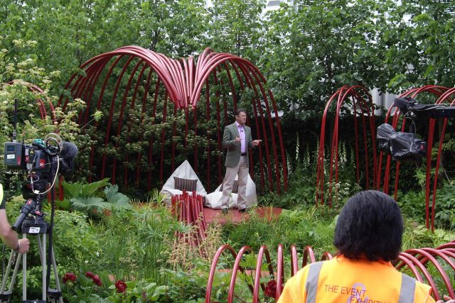Mending Broken Hearts Appeal Garden Design at RHS Chelsea 2011 for The British Heart Foundation by Ann-Marie Powell, limes, green wall, planting, foliage salix.