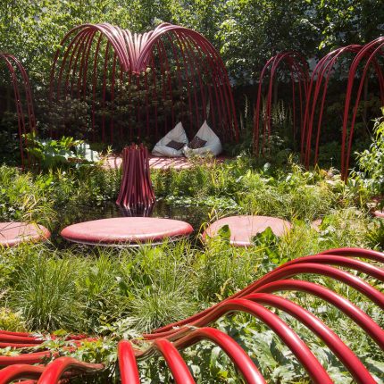 Mending Broken Hearts Appeal Garden Design at RHS Chelsea 2011 for The British Heart Foundation by Ann-Marie Powell, limes, green wall, planting, foliage salix.