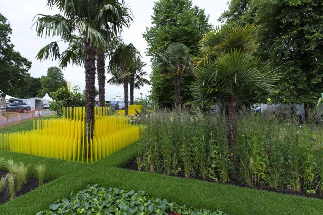 World Vision garden inspired by beauty of Cambodia, designed by John Warland, This stylised garden landscaping representation of rice cultivation reflects.