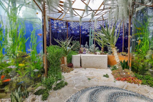 Designed by Karen Welman and John Warland & constructed by The Garden Builders, the Pearlfisher Garden for the Space To Grow category at the 2018 RHS Chelsea.