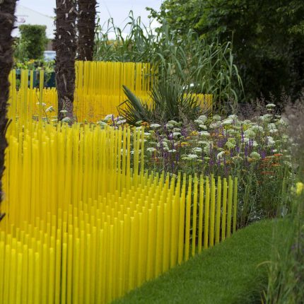 World Vision garden inspired by beauty of Cambodia, designed by John Warland, This stylised garden landscaping representation of rice cultivation reflects.