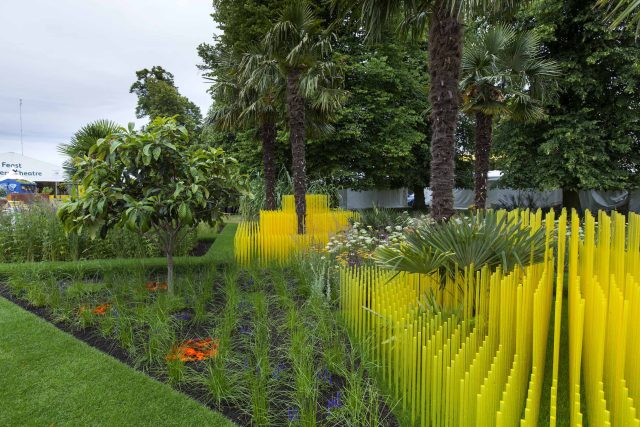 World Vision garden inspired by beauty of Cambodia, designed by John Warland, This stylised garden landscaping representation of rice cultivation reflects.