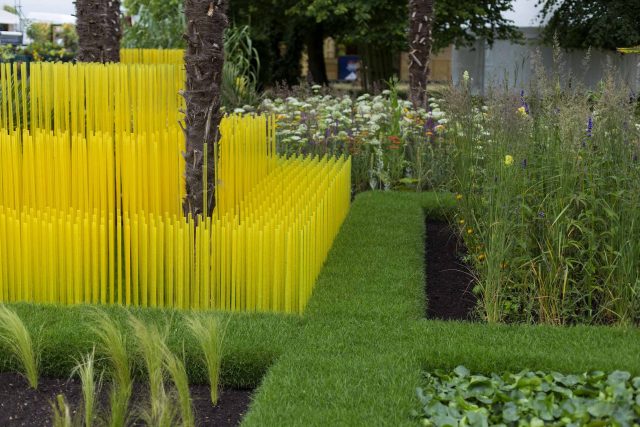 World Vision garden inspired by beauty of Cambodia, designed by John Warland, This stylised garden landscaping representation of rice cultivation reflects.