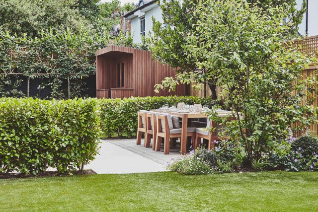 Garden Design Balham South West London Garden Designer Landscape Contractor, complimentary small city garden planting scheme also consisted of roses easigrass.