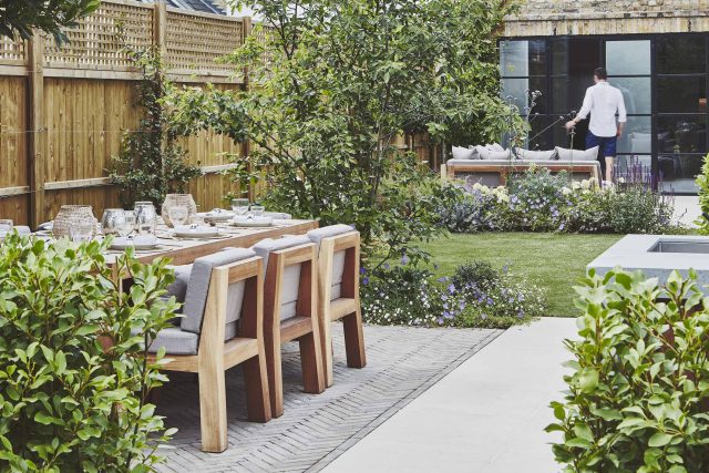Garden Design Balham South West London Garden Designer Landscape Contractor, complimentary small city garden planting scheme also consisted of roses easigrass.