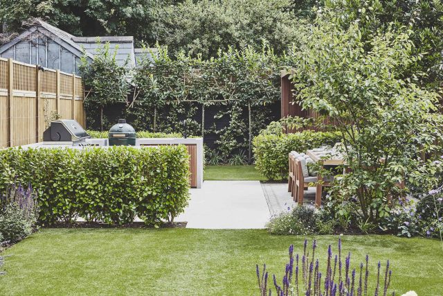 Garden Design Balham South West London Garden Designer Landscape Contractor, complimentary small city garden planting scheme also consisted of roses easigrass.