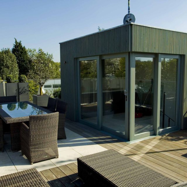 Roof garden terrace designers in St. John's Wood NW8 by Garden Builders a specialist company in London, project landscaping constructing small roof top room.