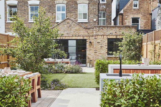 Garden Design Balham South West London Garden Designer Landscape Contractor, complimentary small city garden planting scheme also consisted of roses easigrass.